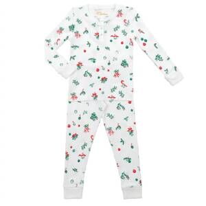NEW PETIDOUX kid's jingle bells christmas holiday pajamas in multi